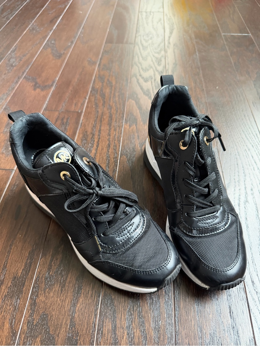 Michael kors Women’s Black Platform Fashion Sneakers with Gold Accent - Picture 2 of 2